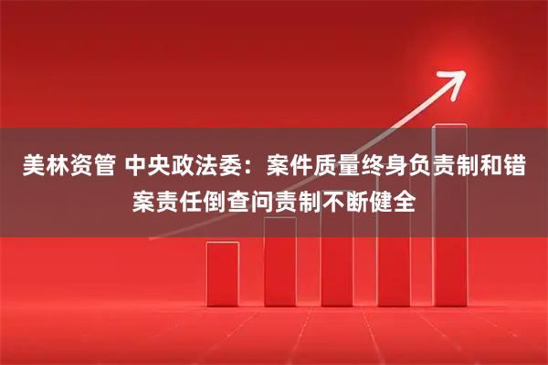 美林资管 中央政法委：案件质量终身负责制和错案责任倒查问责制不断健全
