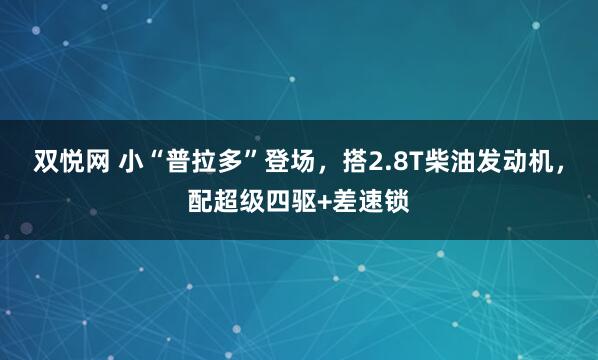 双悦网 小“普拉多”登场，搭2.8T柴油发动机，配超级四驱+差速锁