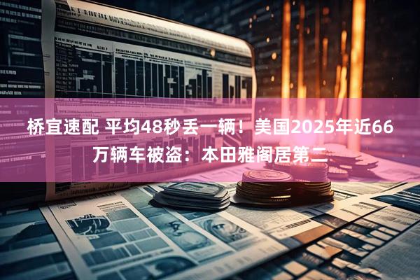 桥宜速配 平均48秒丢一辆！美国2025年近66万辆车被盗：本田雅阁居第二